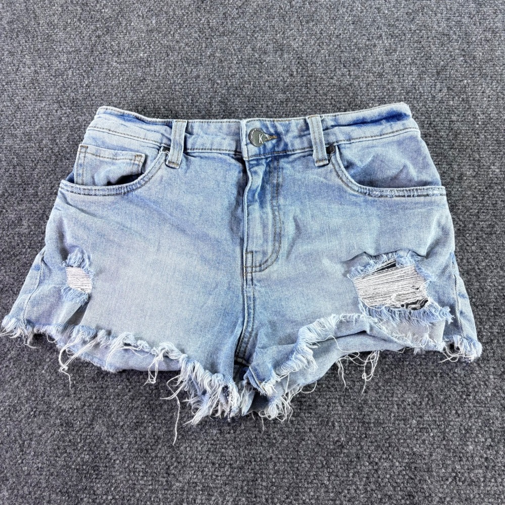 KUT from the Kloth Denim Shorts Womens 4 Light Wash Distressed Frayed Raw Hem